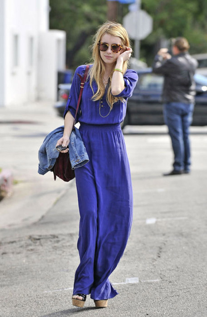 Emma Roberts wearing a maxi dress